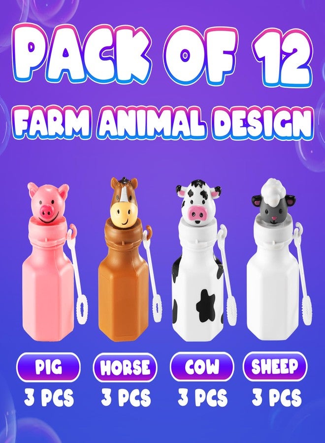 Bedwina Mini Farm Animal Bubble Wands Toy Gifts for Kids - (Pack of 12) 3-Inch Barnyard Bubble Bottles, Assorted Animals for Giveaways, Prizes, Birthday Party Favors for Kids, Baby Showers, Goody Bag Toys - Image 2